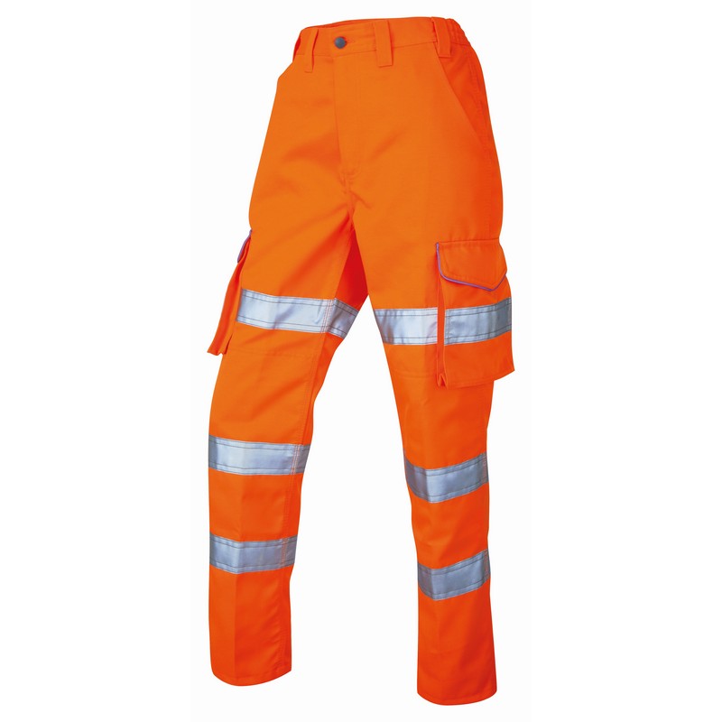 Hi-Vis Polycotton LADIES Cargo Trousers Orange 8 Reg
