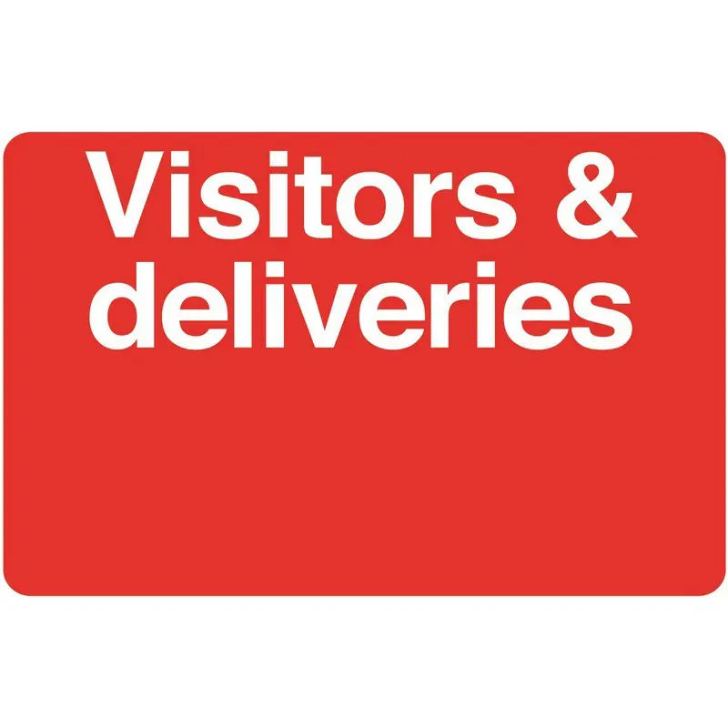 Visitors & Deliveries 660mm x 460mm Rigid Plastic