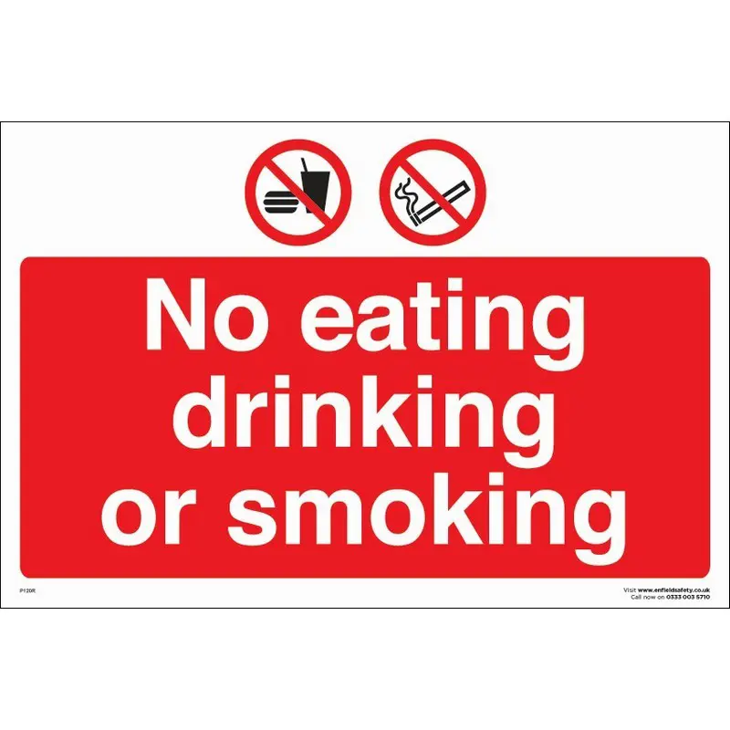 No Eating Etc 330mm x 230mm Rigid Plastic