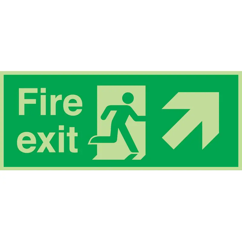 Fire Exit Right Up 380mm x 150mm Photoluminescent