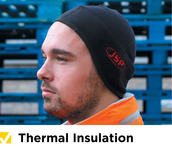 Man wearing JSP thermal beanie 