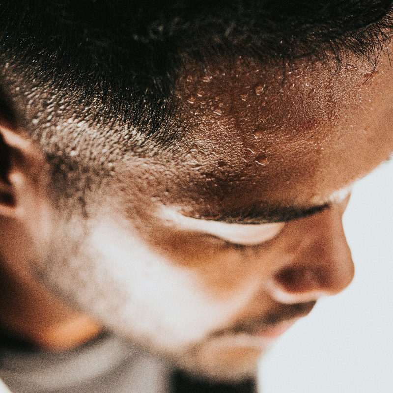 Male displaying signs of head stroke