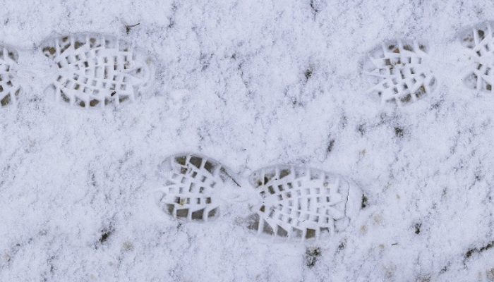 Work boot footprint in snow